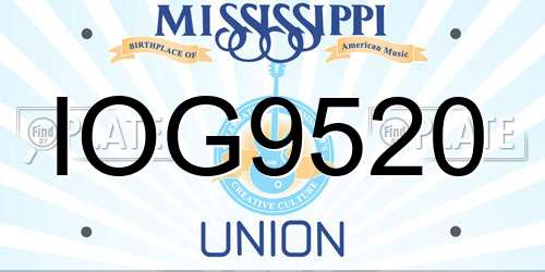 IOG9520 Mississippi License Plate