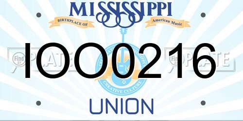 IOO0216 Mississippi License Plate
