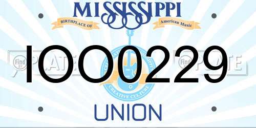 IOO0229 Mississippi License Plate