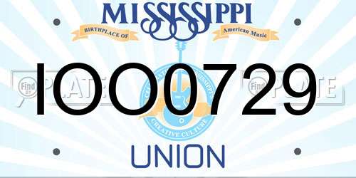 IOO0729 Mississippi License Plate