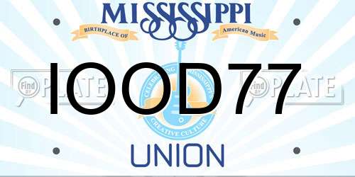IOOD77 Mississippi License Plate