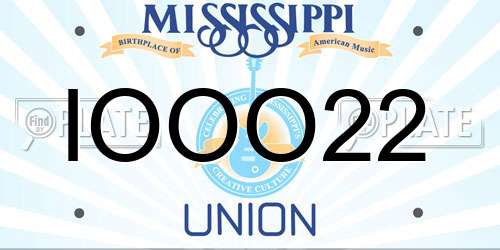 IOOO22 Mississippi License Plate