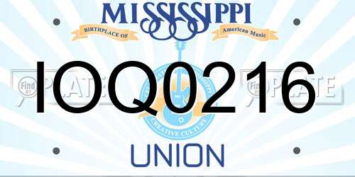 IOQ0216 Mississippi License Plate