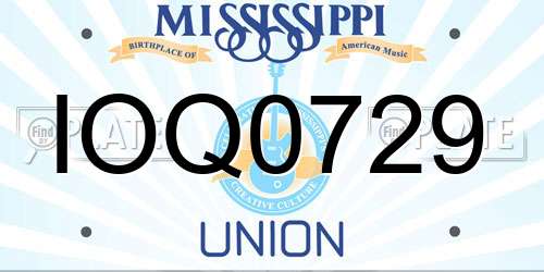 IOQ0729 Mississippi License Plate