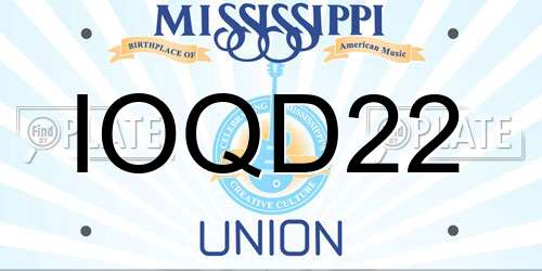IOQD22 Mississippi License Plate