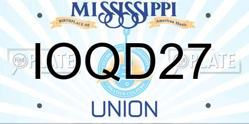 IOQD27 Mississippi License Plate