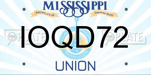 IOQD72 Mississippi License Plate