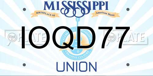 IOQD77 Mississippi License Plate