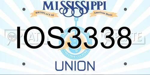 IOS3338 Mississippi License Plate