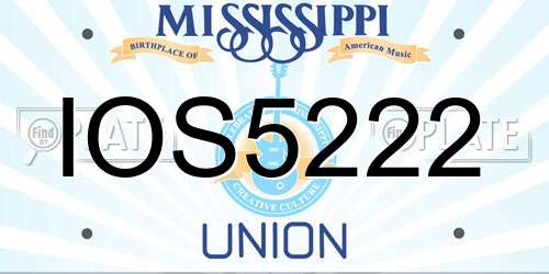 IOS5222 Mississippi License Plate