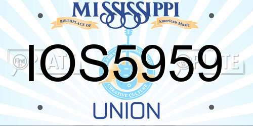 IOS5959 Mississippi License Plate