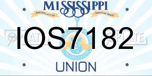 IOS7182 Mississippi License Plate