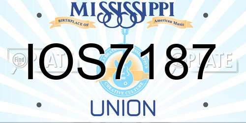 IOS7187 Mississippi License Plate