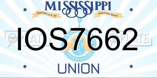 IOS7662 Mississippi License Plate