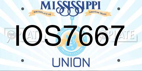 IOS7667 Mississippi License Plate