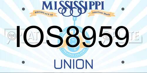 IOS8959 Mississippi License Plate