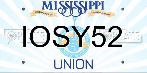 IOSY52 Mississippi License Plate