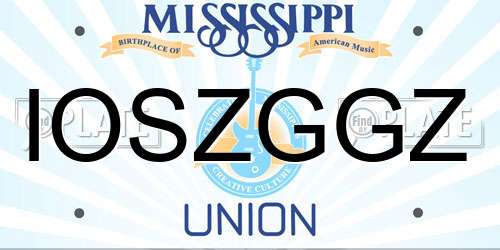 IOSZGGZ Mississippi License Plate