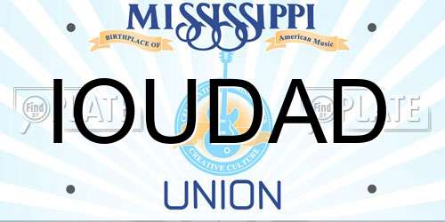IOUDAD Mississippi License Plate