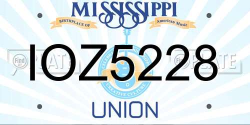 IOZ5228 Mississippi License Plate