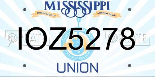 IOZ5278 Mississippi License Plate