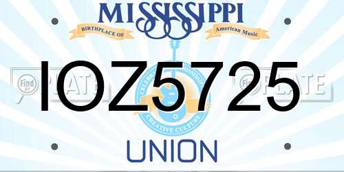 IOZ5725 Mississippi License Plate