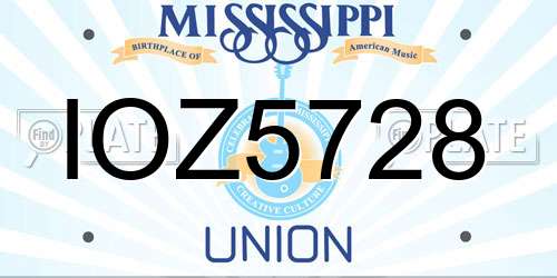 IOZ5728 Mississippi License Plate