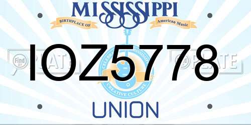 IOZ5778 Mississippi License Plate