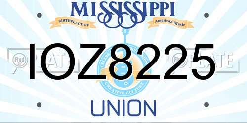 IOZ8225 Mississippi License Plate