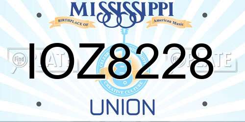 IOZ8228 Mississippi License Plate
