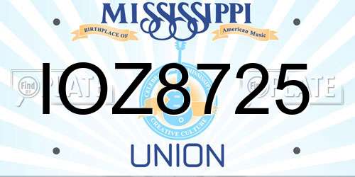 IOZ8725 Mississippi License Plate