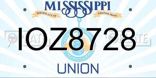 IOZ8728 Mississippi License Plate