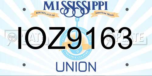 IOZ9163 Mississippi License Plate