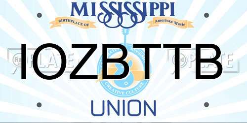 IOZBTTB Mississippi License Plate