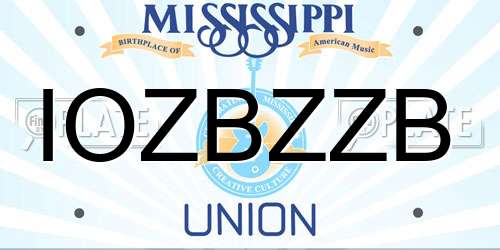 IOZBZZB Mississippi License Plate