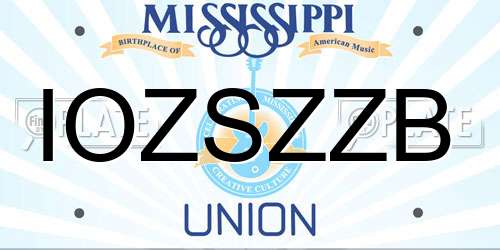 IOZSZZB Mississippi License Plate