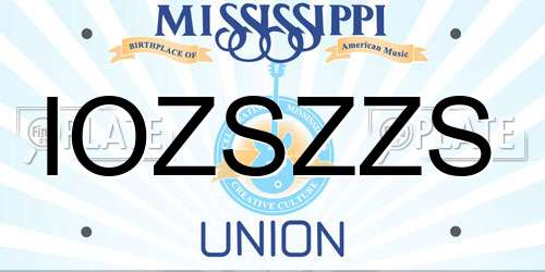 IOZSZZS Mississippi License Plate
