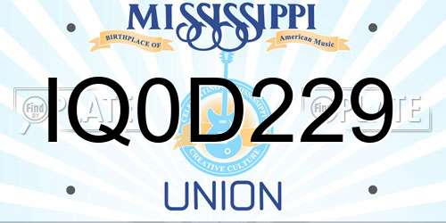 IQ0D229 Mississippi License Plate