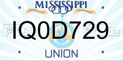 IQ0D729 Mississippi License Plate