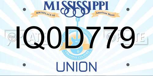 IQ0D779 Mississippi License Plate