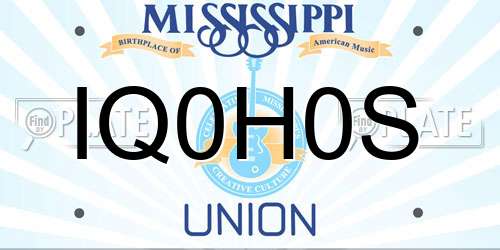 IQ0H0S Mississippi License Plate