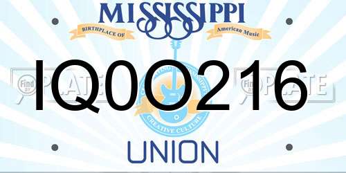 IQ0O216 Mississippi License Plate