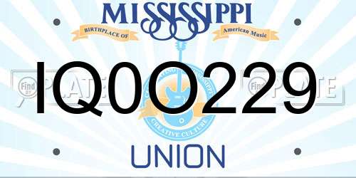 IQ0O229 Mississippi License Plate