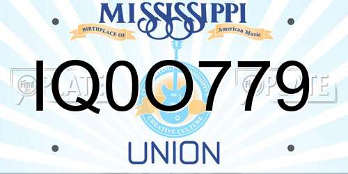 IQ0O779 Mississippi License Plate