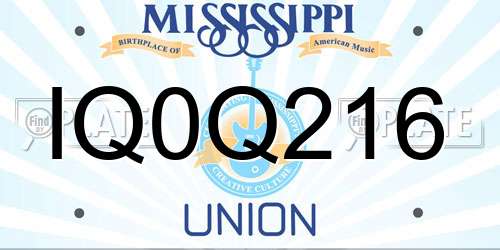 IQ0Q216 Mississippi License Plate