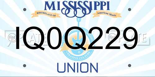IQ0Q229 Mississippi License Plate