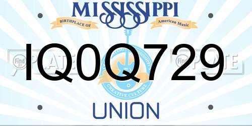 IQ0Q729 Mississippi License Plate
