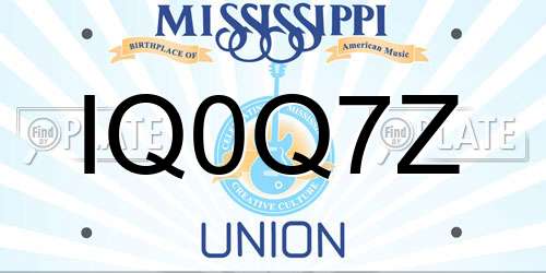 IQ0Q7Z Mississippi License Plate