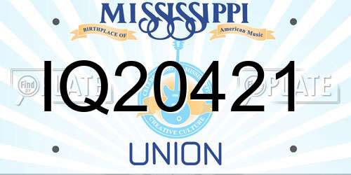 IQ20421 Mississippi License Plate