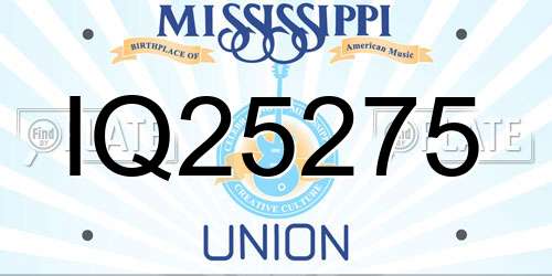 IQ25275 Mississippi License Plate